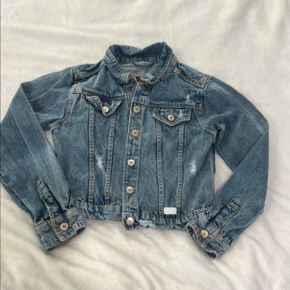 7 for all Mankind Classic Distressed Blue Jean Jacket Sz M